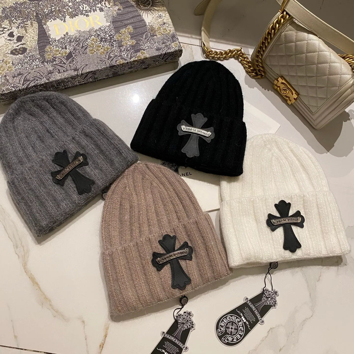 Crow Heart Rabbit Fur Knitted Hat